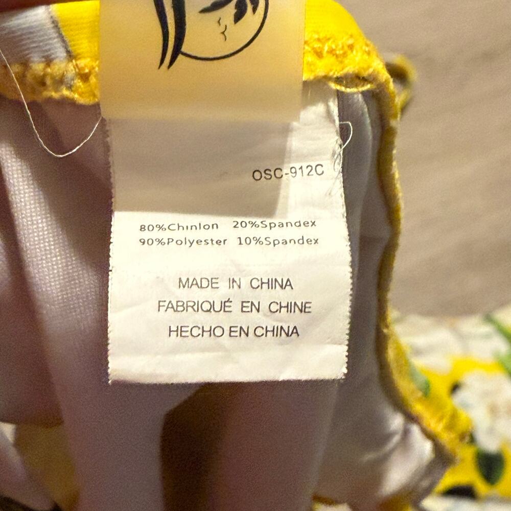 Cupshe Floral High Waist Lace-Up Bikini Set Yellow White Flowers Size M - Picture 10 of 10